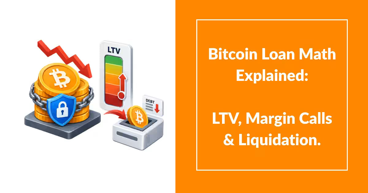 Illustration of Bitcoin collateral losing value as LTV rises, leading to partial liquidation and debt reduction