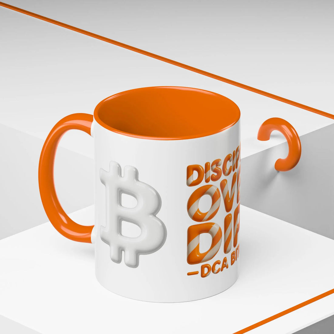 Discipline Over Dips — DCA Bitcoin | 11oz Coffee Mug orange interior - Side view