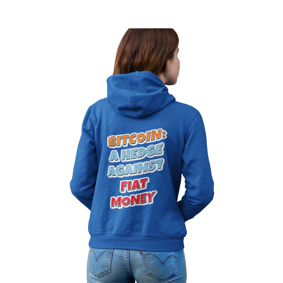 Bitcoin A Hedge Against Fiat Money Unisex Hoodie - Royal Blue - Lane Seven LS14001 Model Back View - Bitcoin Wear
