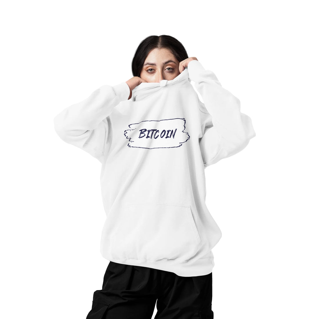 Bitcoin Adoption Is Not Optional Unisex Hoodie - Artic White - AWDis JH001 Model Front - Bitcoin Gear