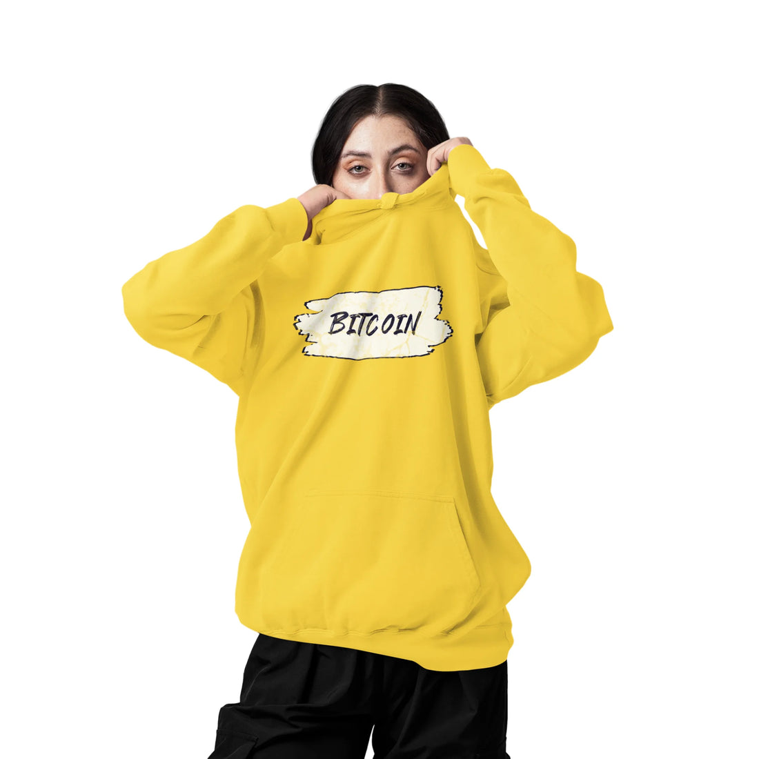 Bitcoin Adoption Is Not Optional Unisex Hoodie - Sun Yellow - AWDis JH001 Model Front View - Bitcoin Wear