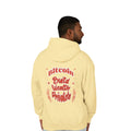 Bitcoin Build Wealth Privately Unisex Hoodie - Butter - Comfort Colors 1467 Model Back View - Bitcoin Gear