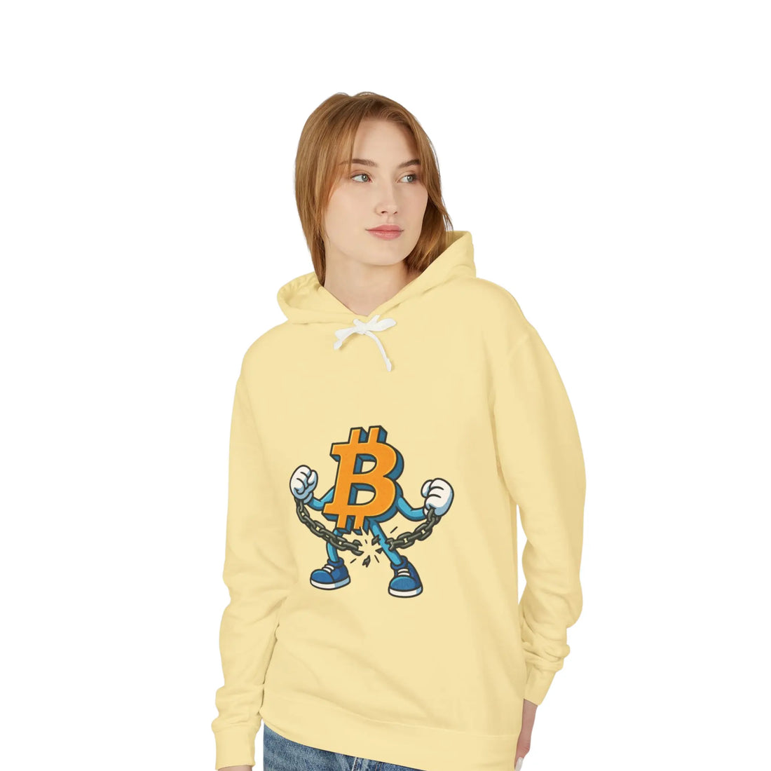 Bitcoin Build Wealth Privately Unisex Hoodie - Butter - Comfort Colors 1467 Model Back View - Bitcoin Gear