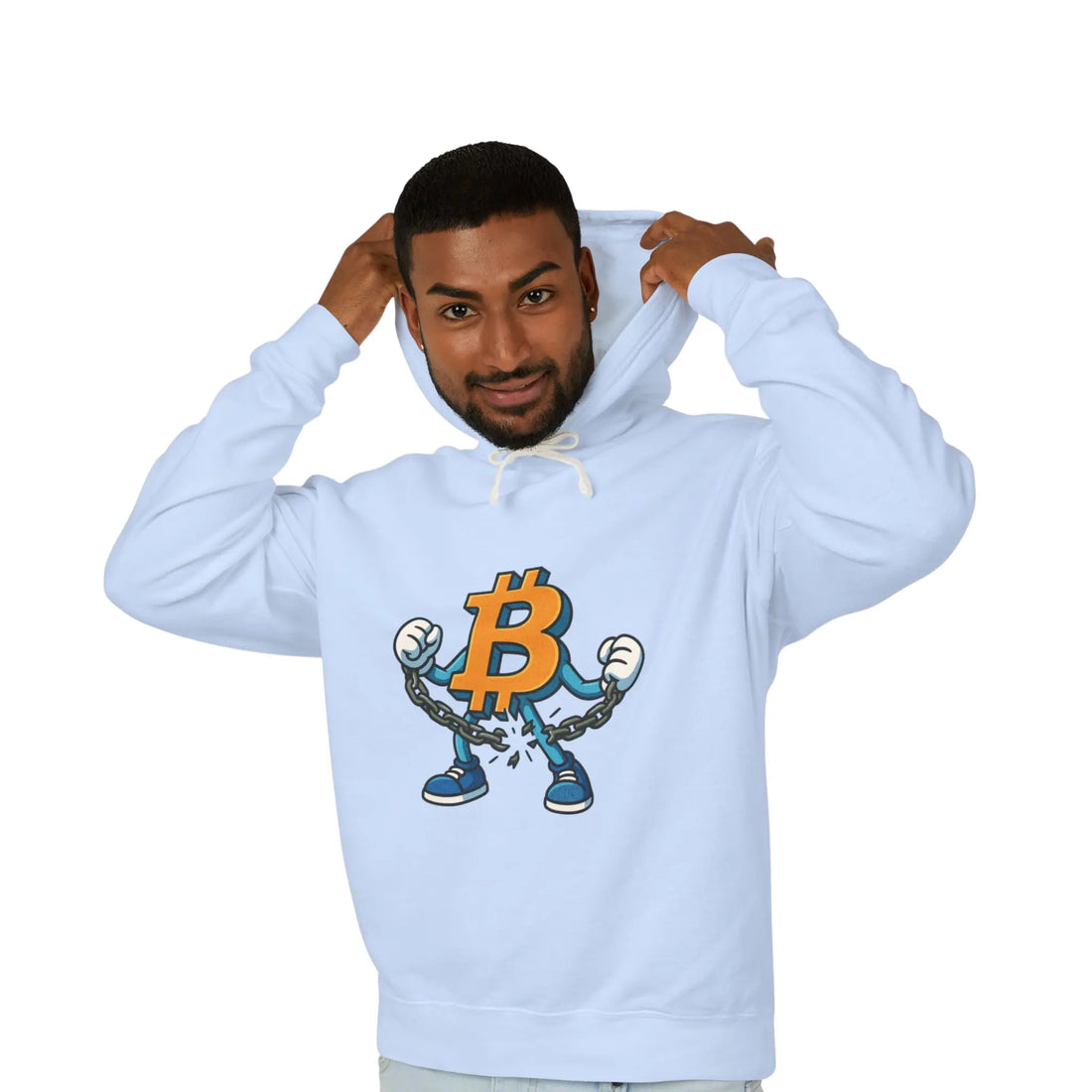 Bitcoin Build Wealth Privately Unisex Hoodie - Hydrangea - Comfort Colors 1467 Model Front - Bitcoin Gear