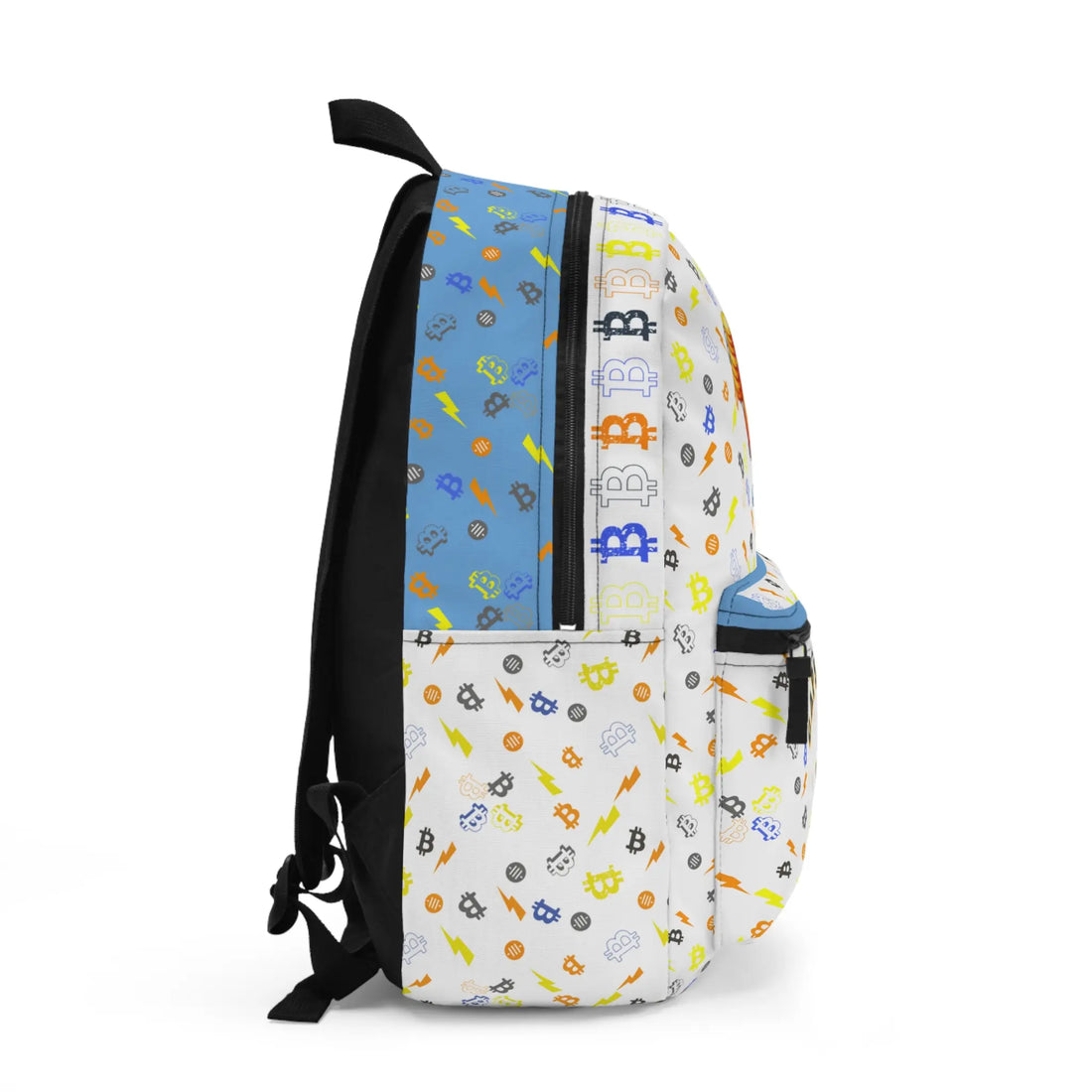 Right side view of the black Capsule of Freedom backpack with a side mesh pocket. Assembled in USA.