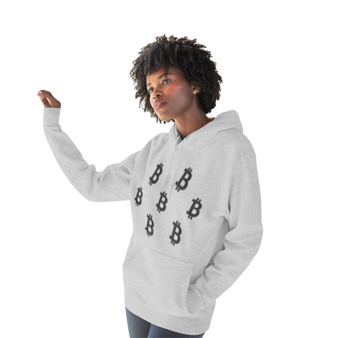 Bitcoin Decentralized Mindset Unisex Hoodie - Heather Grey - Lane Seven LS14001 Model Front View - Bitcoin Wear