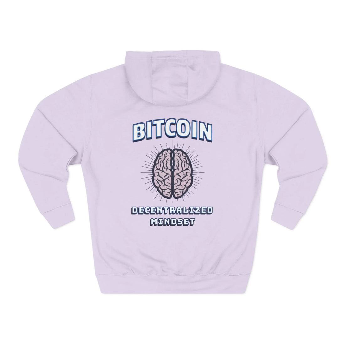 Bitcoin Decentralized Mindset Unisex Hoodie - Lilac - Lane Seven LS14001 Flat Rear Design - Sovereign Bitcoin Gear