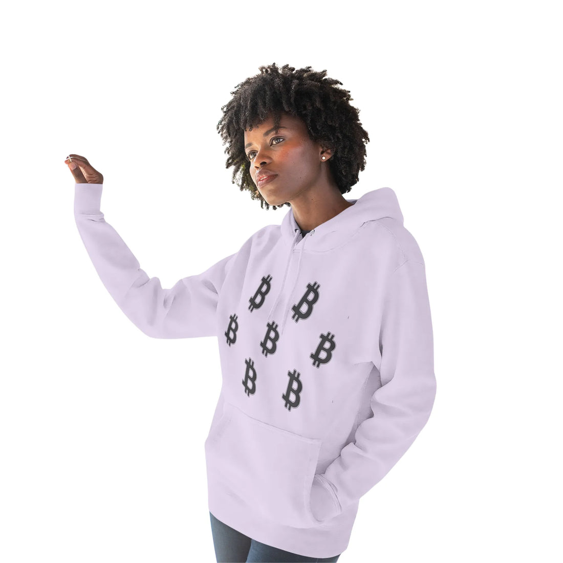 Bitcoin Decentralized Mindset Unisex Hoodie - Lilac - Lane Seven LS14001 Model Front View - Sovereign Bitcoin Gear