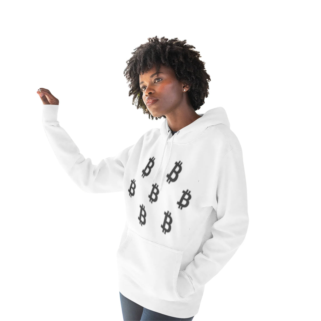 Bitcoin Decentralized Mindset Unisex Hoodie - White - Lane Seven LS14001 Model Front View - Sovereign Bitcoin Gear