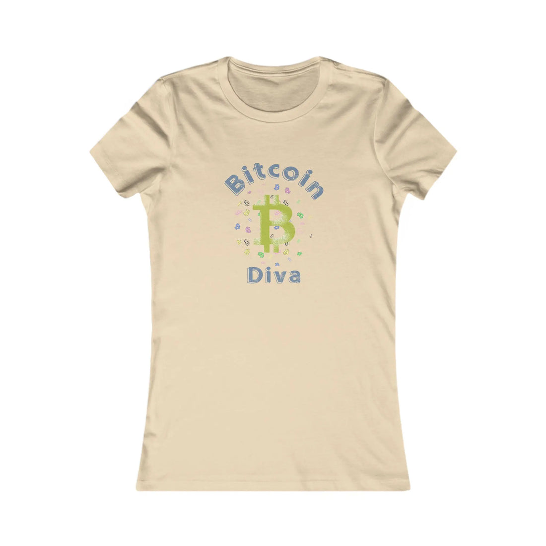 Bitcoin Diva Womens Tee - Soft Cream - Bella Canvas 6004 Slim Fit Flat Design View - Sovereign Bitcoin Apparel