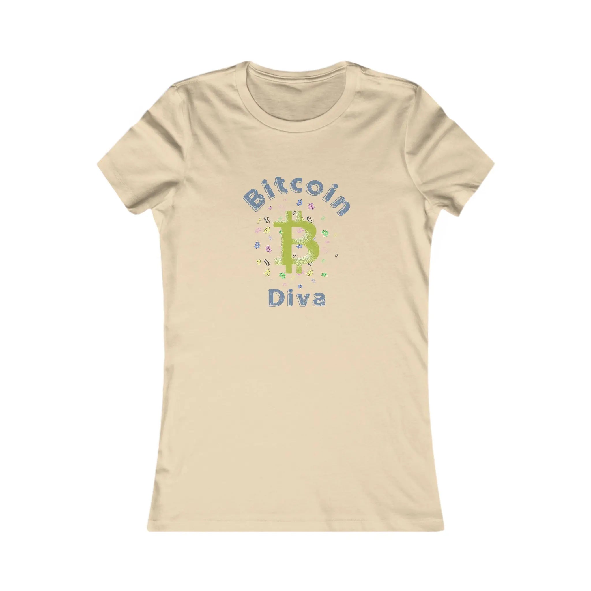 Bitcoin Diva Womens Tee - Soft Cream - Bella Canvas 6004 Slim Fit Flat Design View - Sovereign Bitcoin Apparel