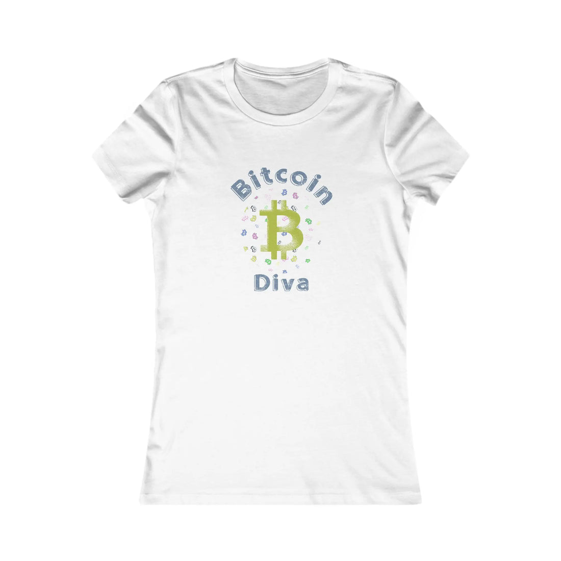 Bitcoin Diva Womens Tee - White - Bella Canvas 6004 Slim Fit Flat Design View - Classic Bitcoin Merch