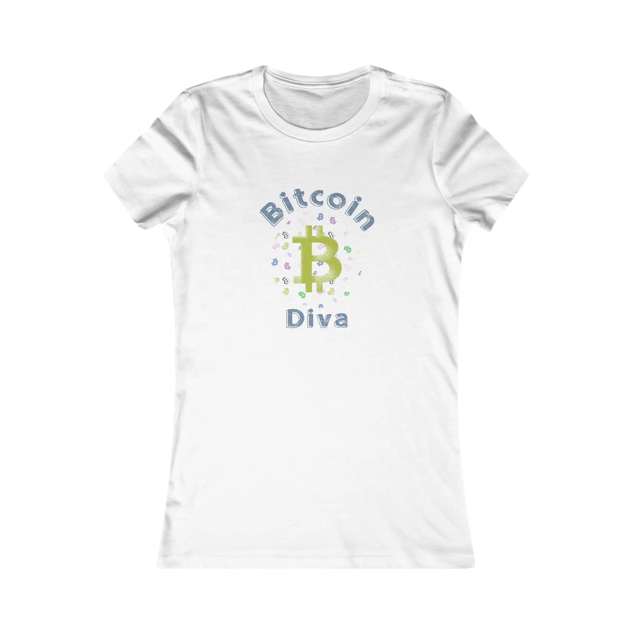 Bitcoin Diva Womens Tee - White - Bella Canvas 6004 Slim Fit Flat Design View - Classic Bitcoin Merch