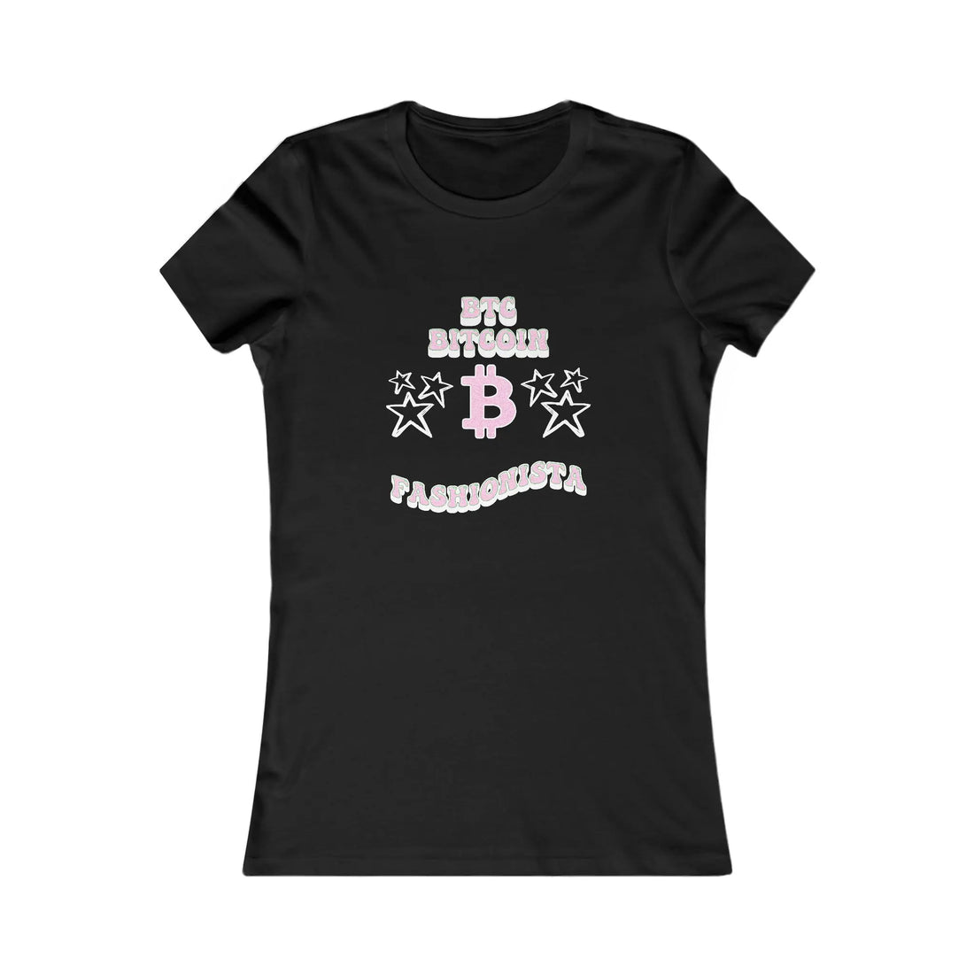 Bitcoin Fashionista Womens Tee - Black - Bella Canvas 6004 Slim Fit Flat Design View - Sovereign Bitcoin Gear
