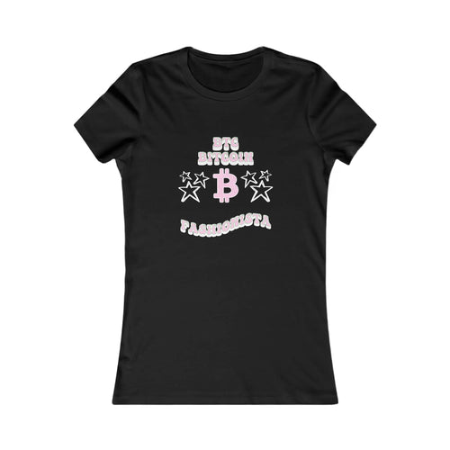 Bitcoin Fashionista Womens Tee - Black - Bella Canvas 6004 Slim Fit Flat Design View - Sovereign Bitcoin Gear