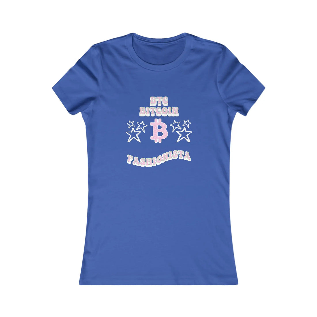 Bitcoin Fashionista Womens Tee - True Royal - Bella Canvas 6004 Slim Fit Flat View - Sovereign Bitcoin Gear