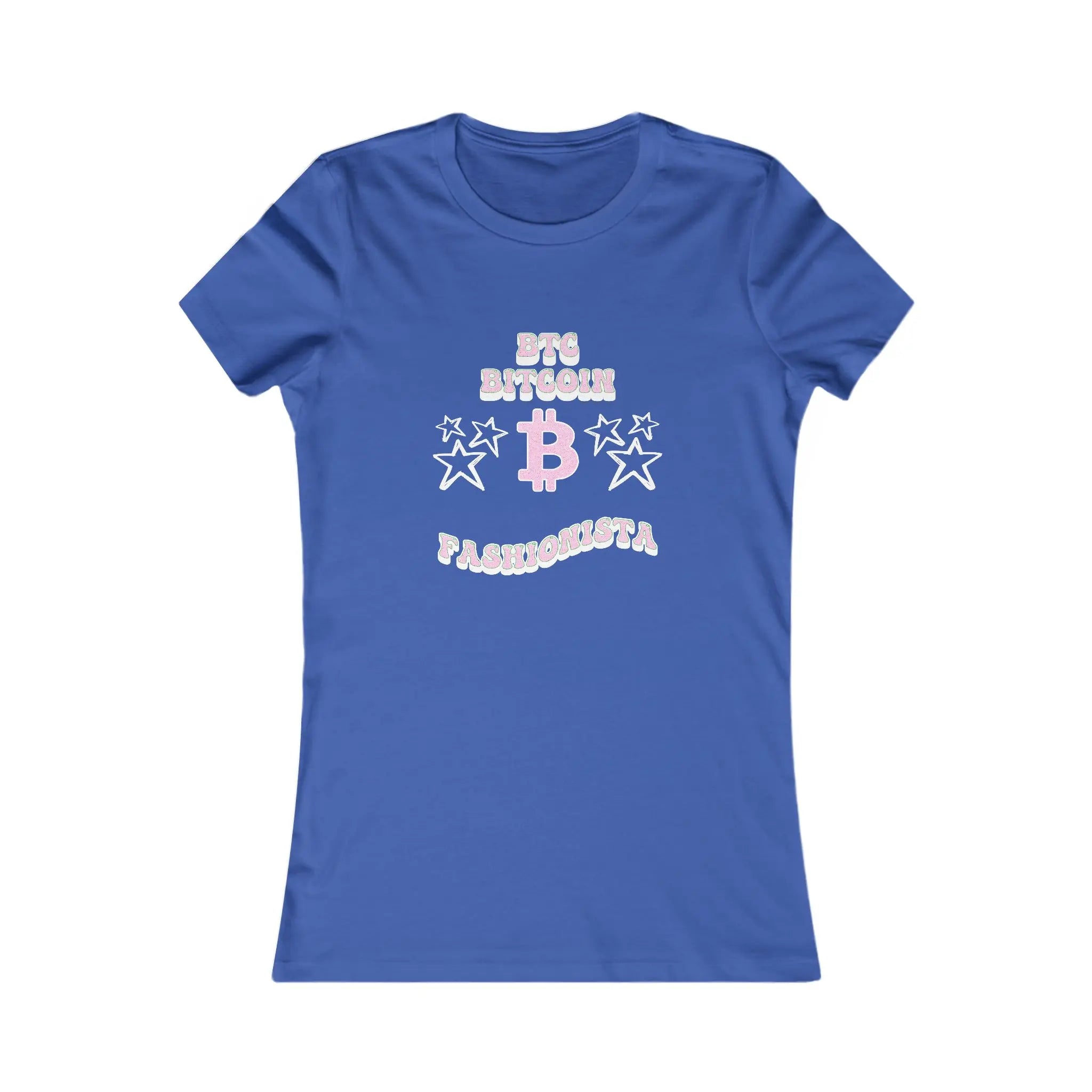 Bitcoin Fashionista Womens Tee - True Royal - Bella Canvas 6004 Slim Fit Flat View - Sovereign Bitcoin Gear