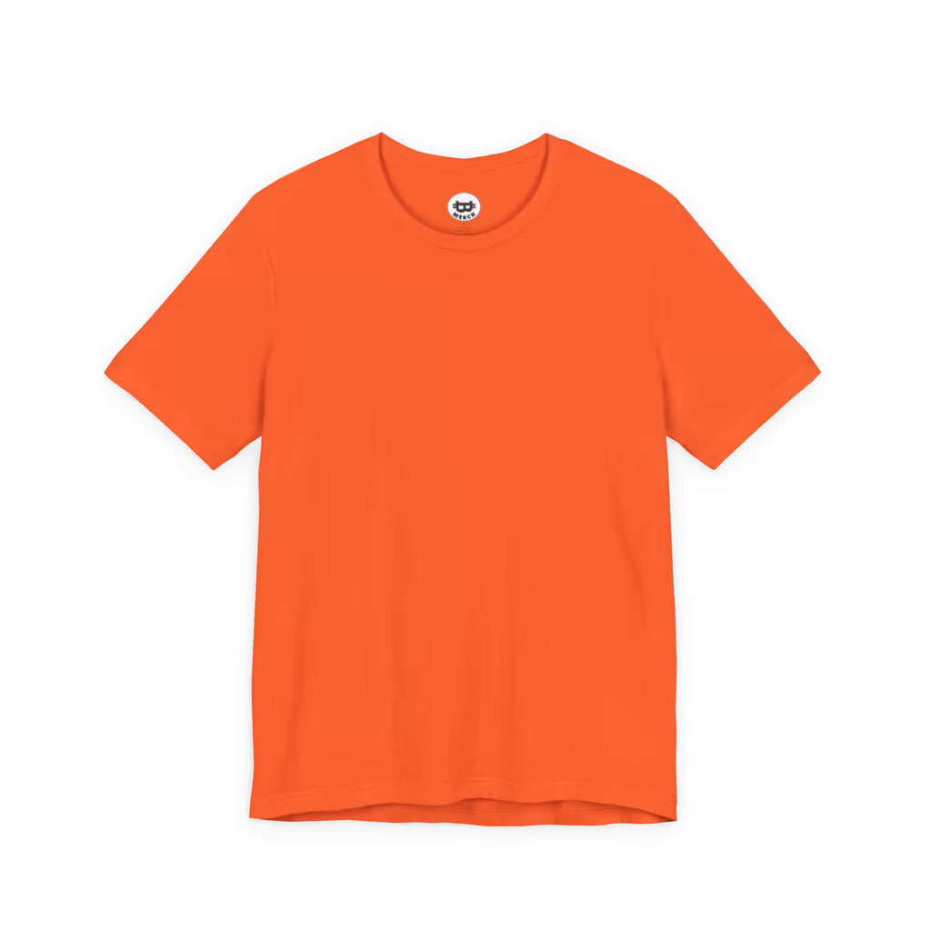 Flat front view of the blank orange Bella Canvas 3001 t-shirt, showing the soft, durable fabric quality.