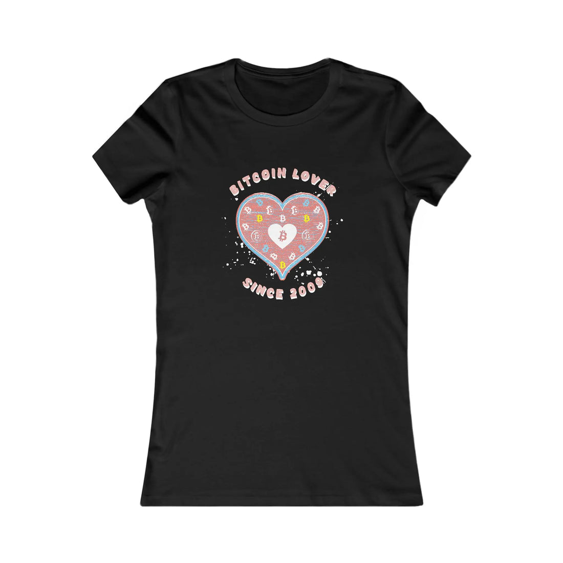 Bitcoin Lover Since 2009 Womens Tee - Black - Bella Canvas 6004 Slim Fit Flat Design View - Sovereign Bitcoin Apparel