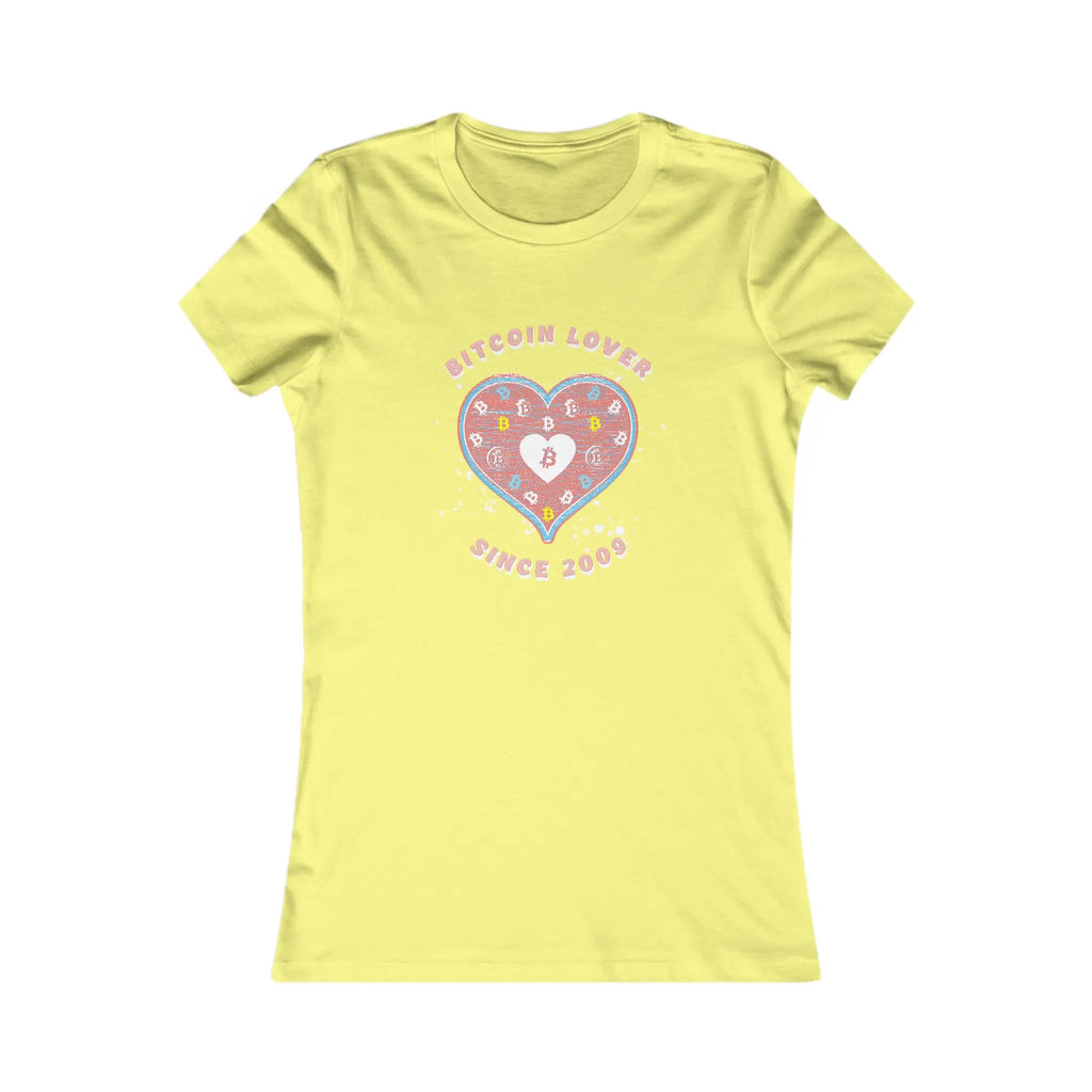 Bitcoin Lover Since 2009 Womens Tee - Yellow - Bella Canvas 6004 Slim Fit Flat View - Sovereign Bitcoin Apparel