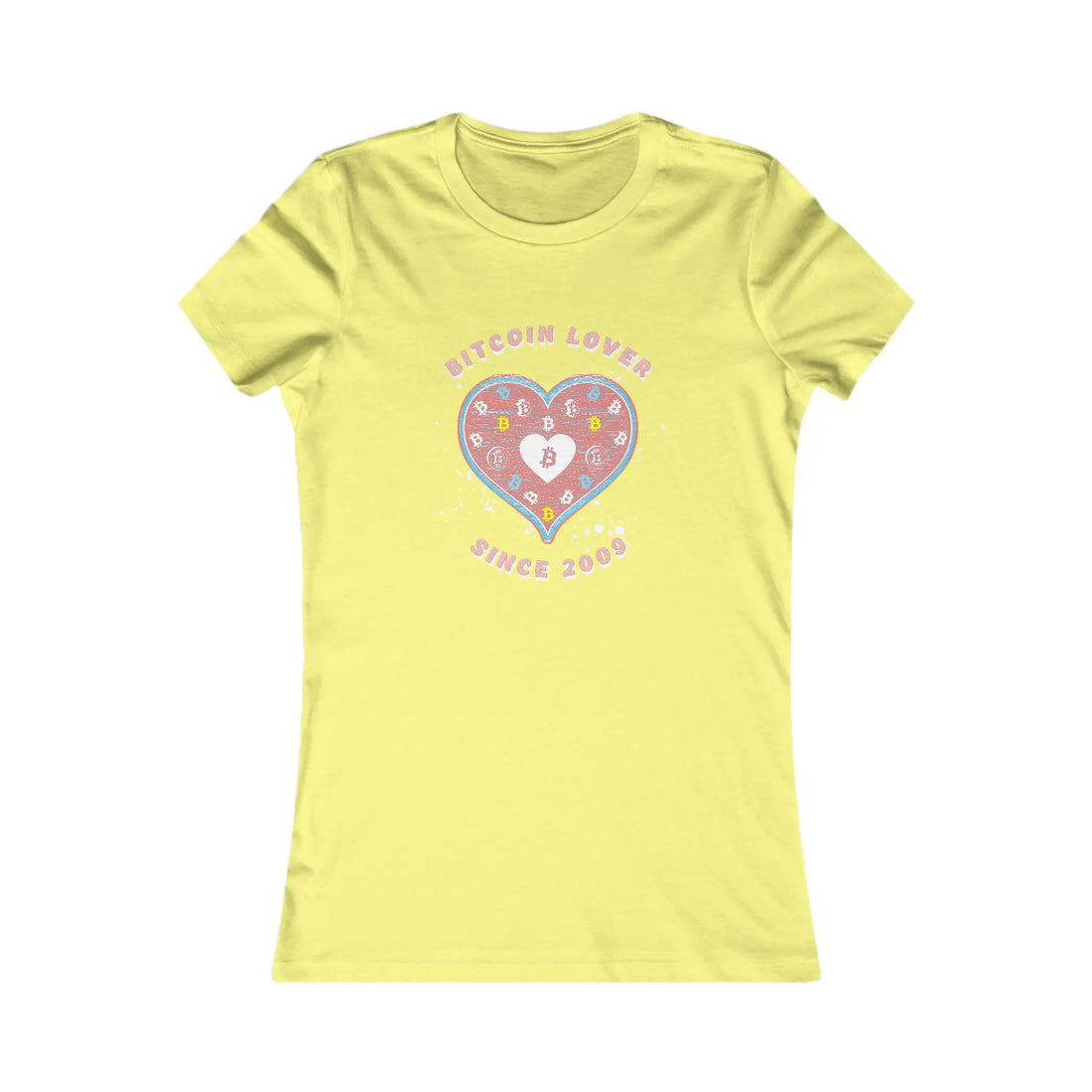 Bitcoin Lover Since 2009 Womens Tee - Yellow - Bella Canvas 6004 Slim Fit Flat View - Sovereign Bitcoin Apparel
