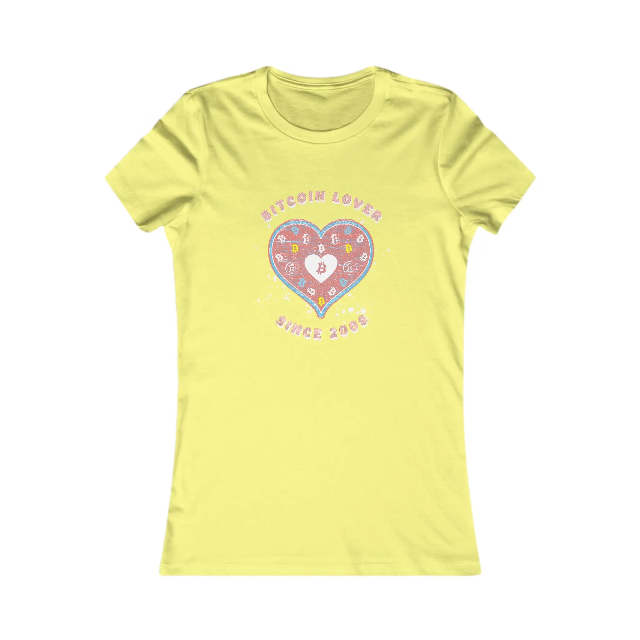 Bitcoin Lover Since 2009 Womens Tee - Yellow - Bella Canvas 6004 Slim Fit Flat View - Sovereign Bitcoin Apparel
