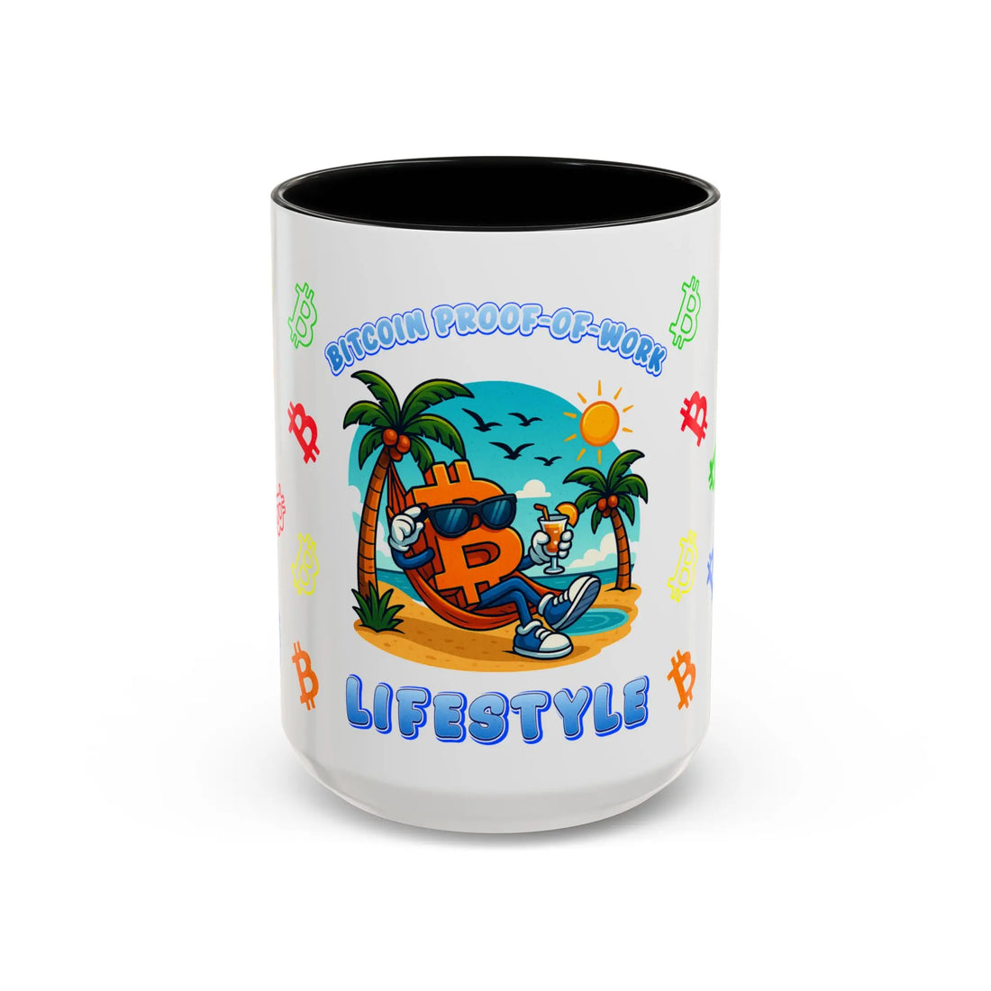 Bitcoin Proof-Of-Work — Lifestyle | 15oz Coffee Mug with black interior - Front view