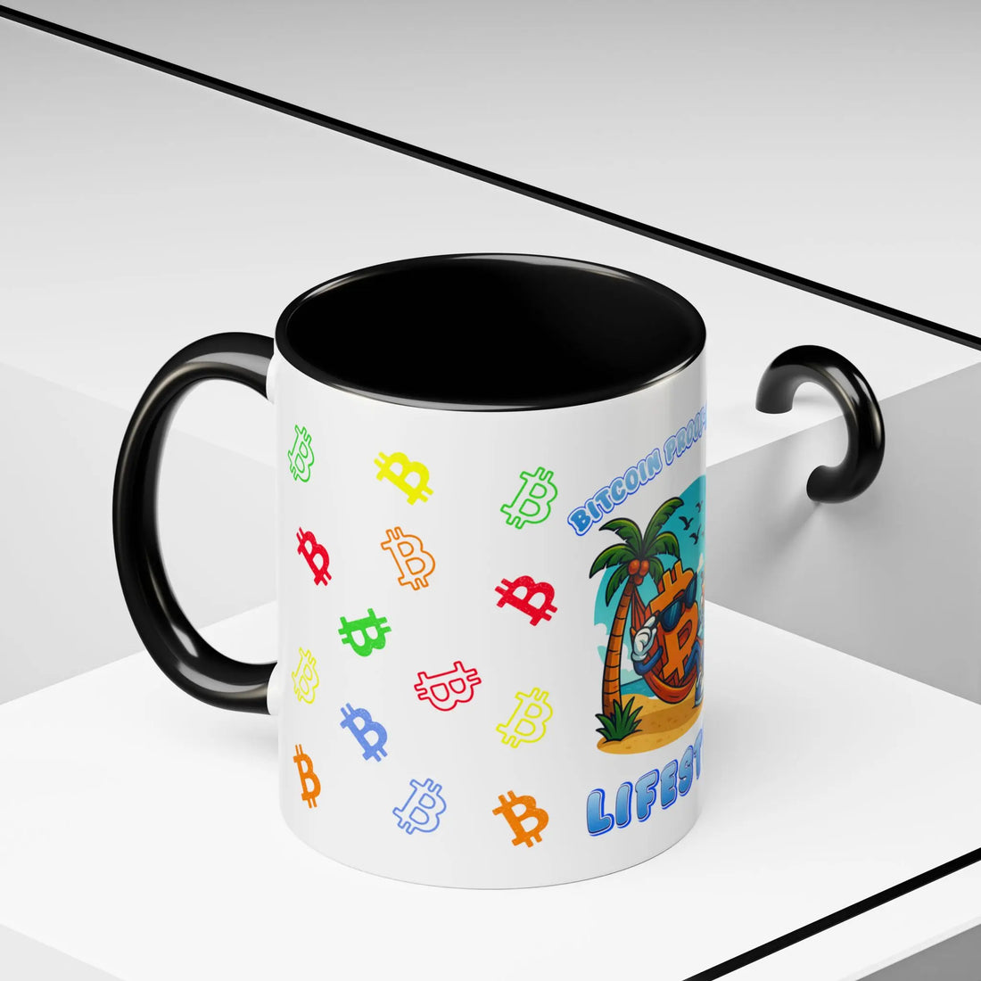 Bitcoin Proof-Of-Work — Lifestyle | 11oz Coffee Mug with black interior - Side view