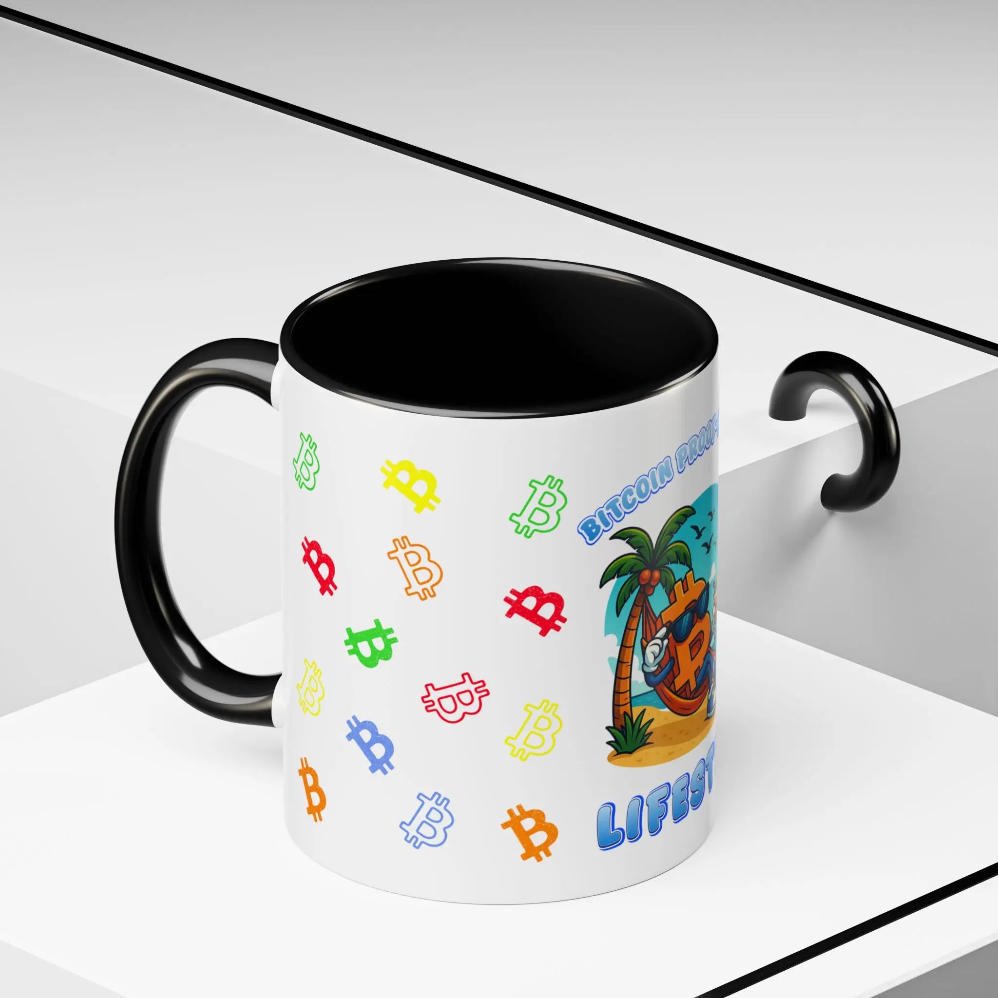 Bitcoin Proof-Of-Work — Lifestyle | 11oz Coffee Mug with black interior - Side view