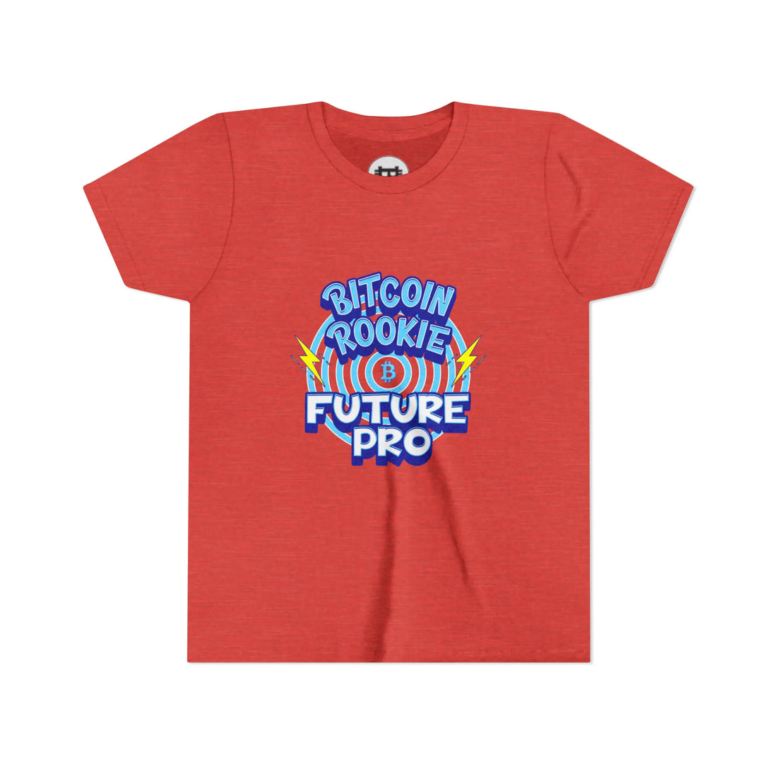 Bitcoin Rookie Future PRO Youth T-Shirt - Heather Red - Bella Canvas 3001Y Flat View - Bitcoin Gear