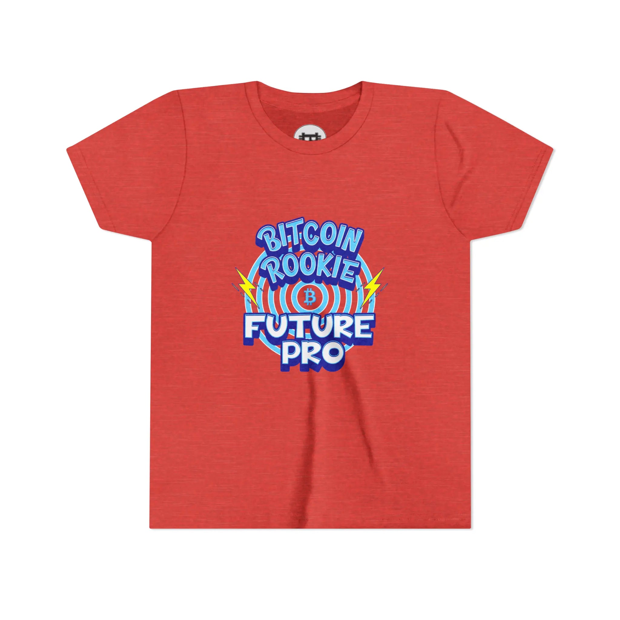 Bitcoin Rookie Future PRO Youth T-Shirt - Heather Red - Bella Canvas 3001Y Flat View - Bitcoin Gear