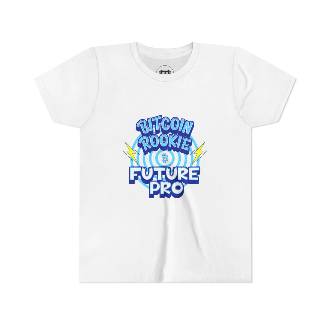 Bitcoin Rookie Future PRO Youth T-Shirt - White - Bella Canvas 3001Y Flat Design View - Bitcoin Gear