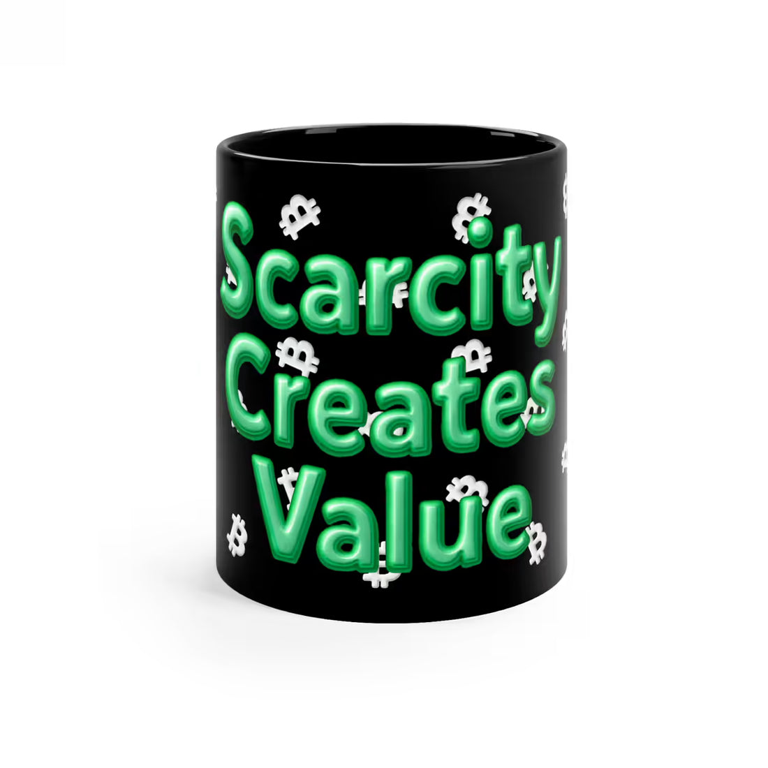 Bitcoin — Scarcity Creates Value | 11oz Coffee Mug black - Front view.