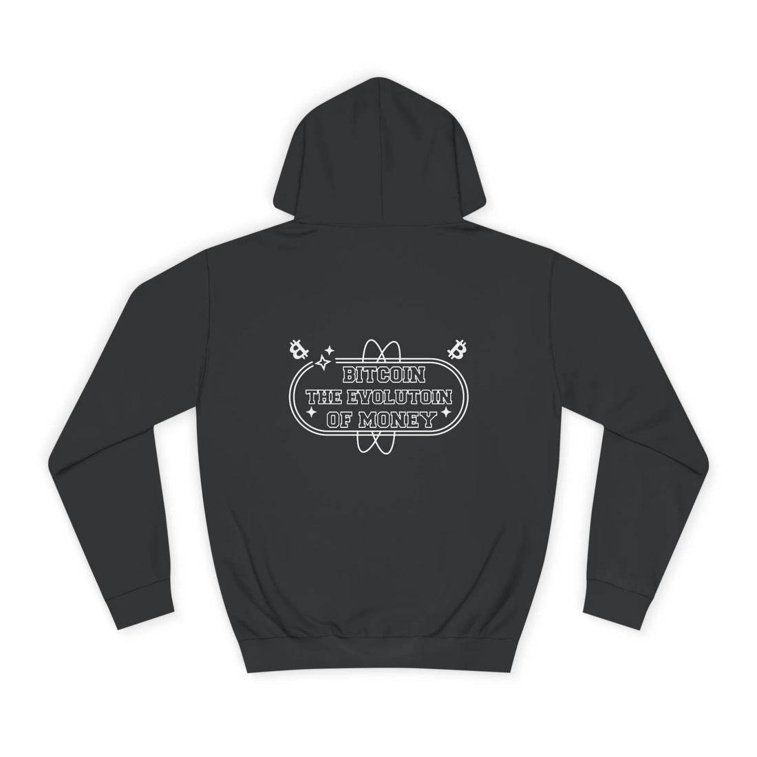 Bitcoin The Evolution Of Money Unisex Hoodie - Jet Black - AWDis JH001 Flat Rear Design - Bitcoin Apparel