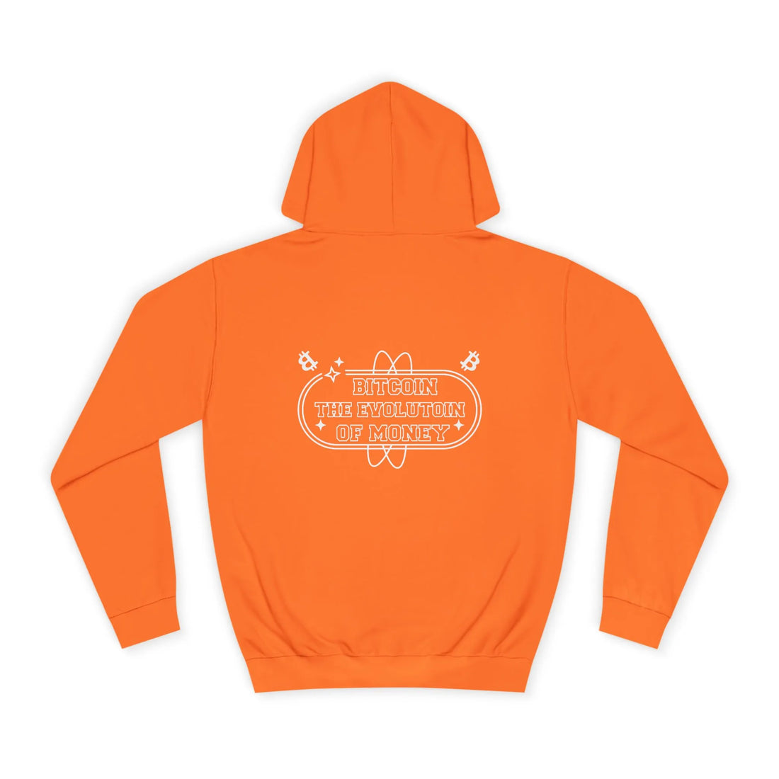 Bitcoin The Evolution Of Money Unisex Hoodie - Orange Crush - AWDis JH001 Flat Rear Graphic - Bitcoin Apparel