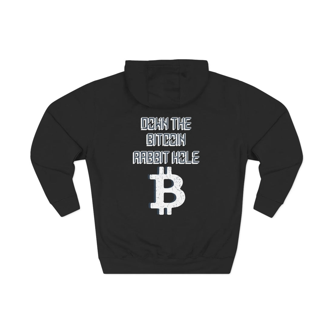 Down The Bitcoin Rabbit Hole Unisex Hoodie Back Print - Black - Lane Seven LS14001 Flat Rear Design - Bitcoin Gear