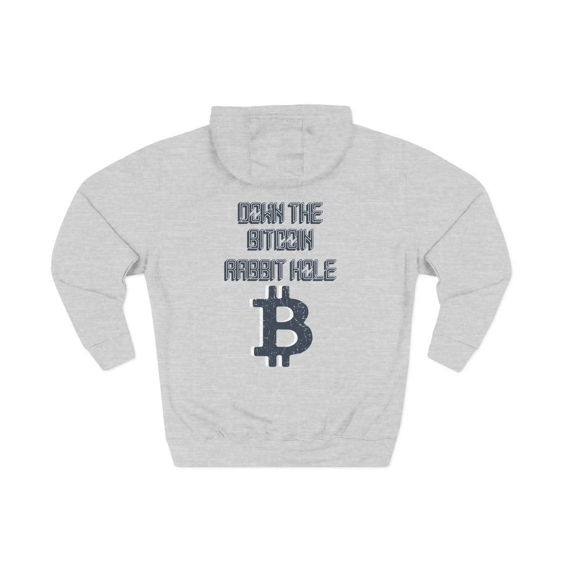 Down The Bitcoin Rabbit Hole Unisex Hoodie Back Print - Heather Grey - Lane Seven LS14001 Flat Rear Design - Bitcoin Wear