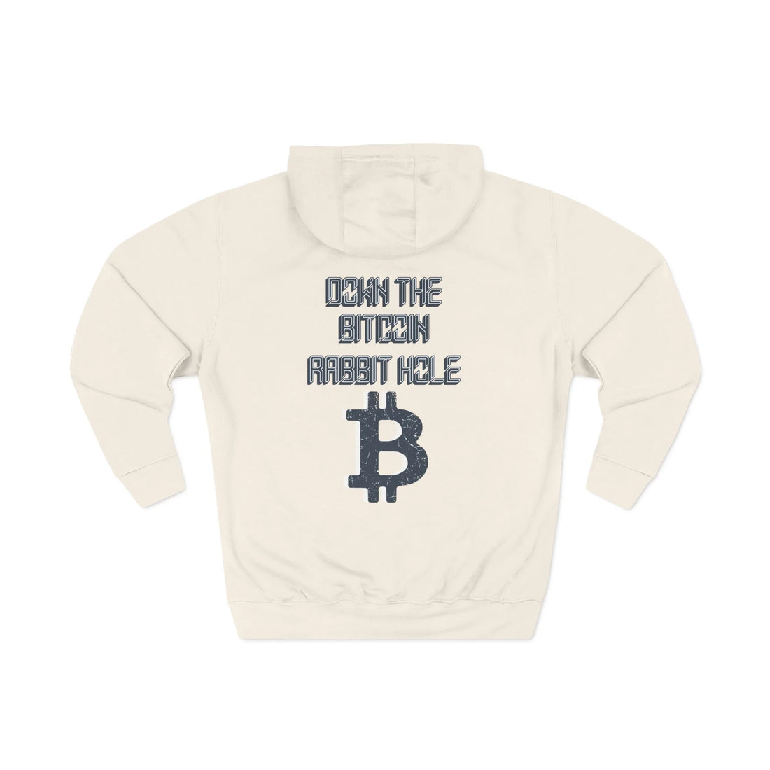 Down The Bitcoin Rabbit Hole Unisex Hoodie Back Print - Sandshell - Lane Seven LS14001 Flat Rear Design - Bitcoin Gear