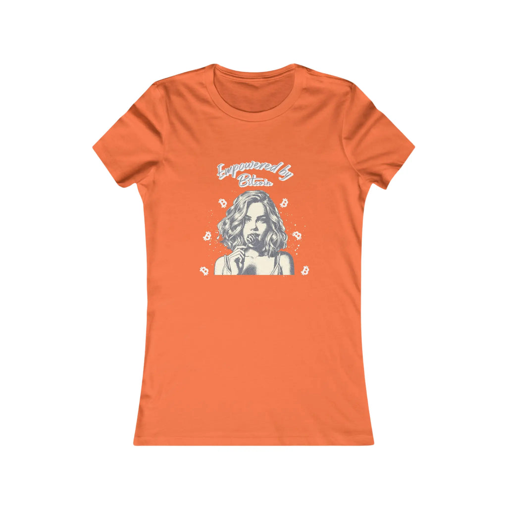 Empowered by Bitcoin Womens Tee - Orange - Bella Canvas 6004 Slim Fit Flat View - Sovereign Bitcoin Gear