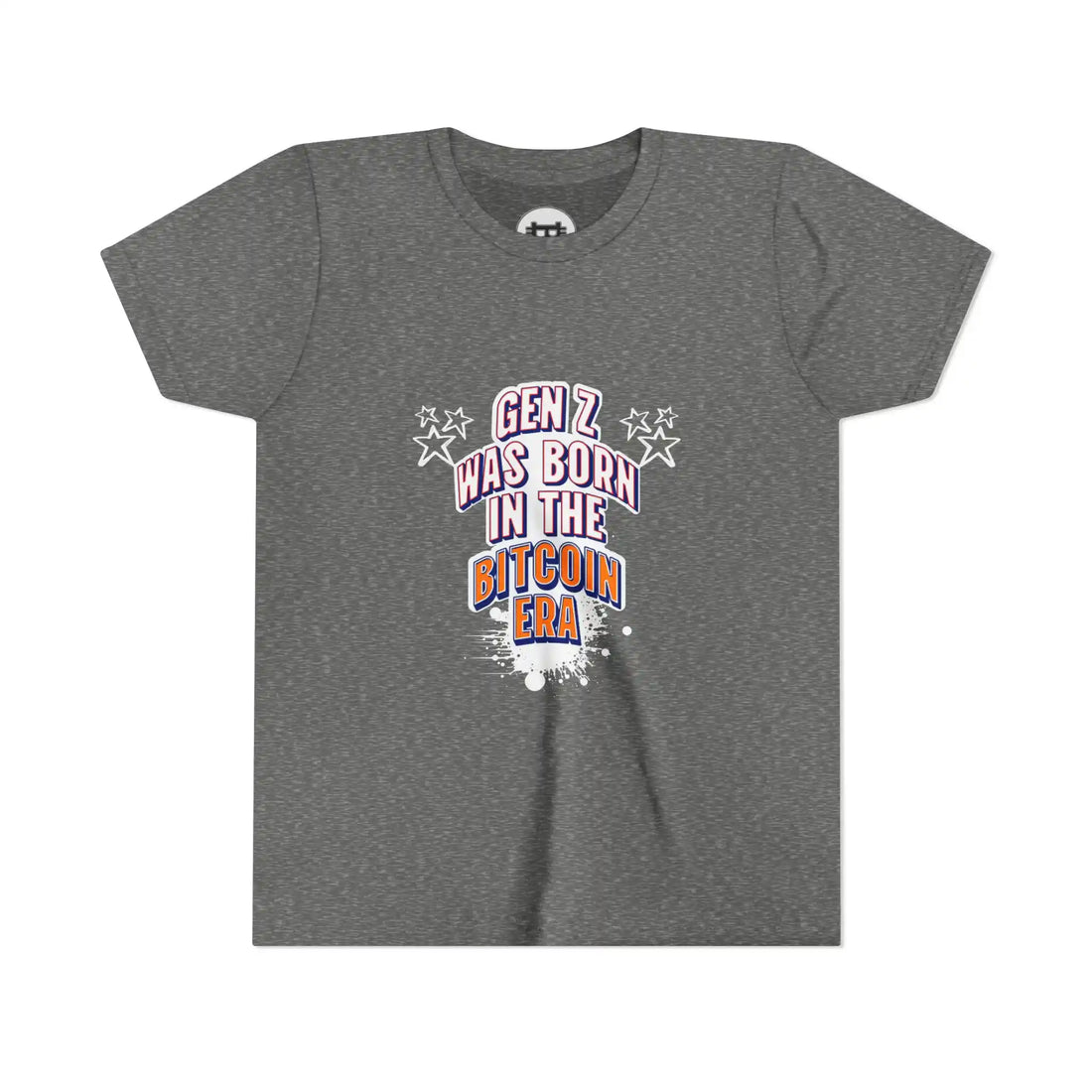 Gen Z Was Born In The Bitcoin Era Youth T-Shirt - Deep Heather - Bella Canvas 3001Y Flat View - Bitcoin Apparel