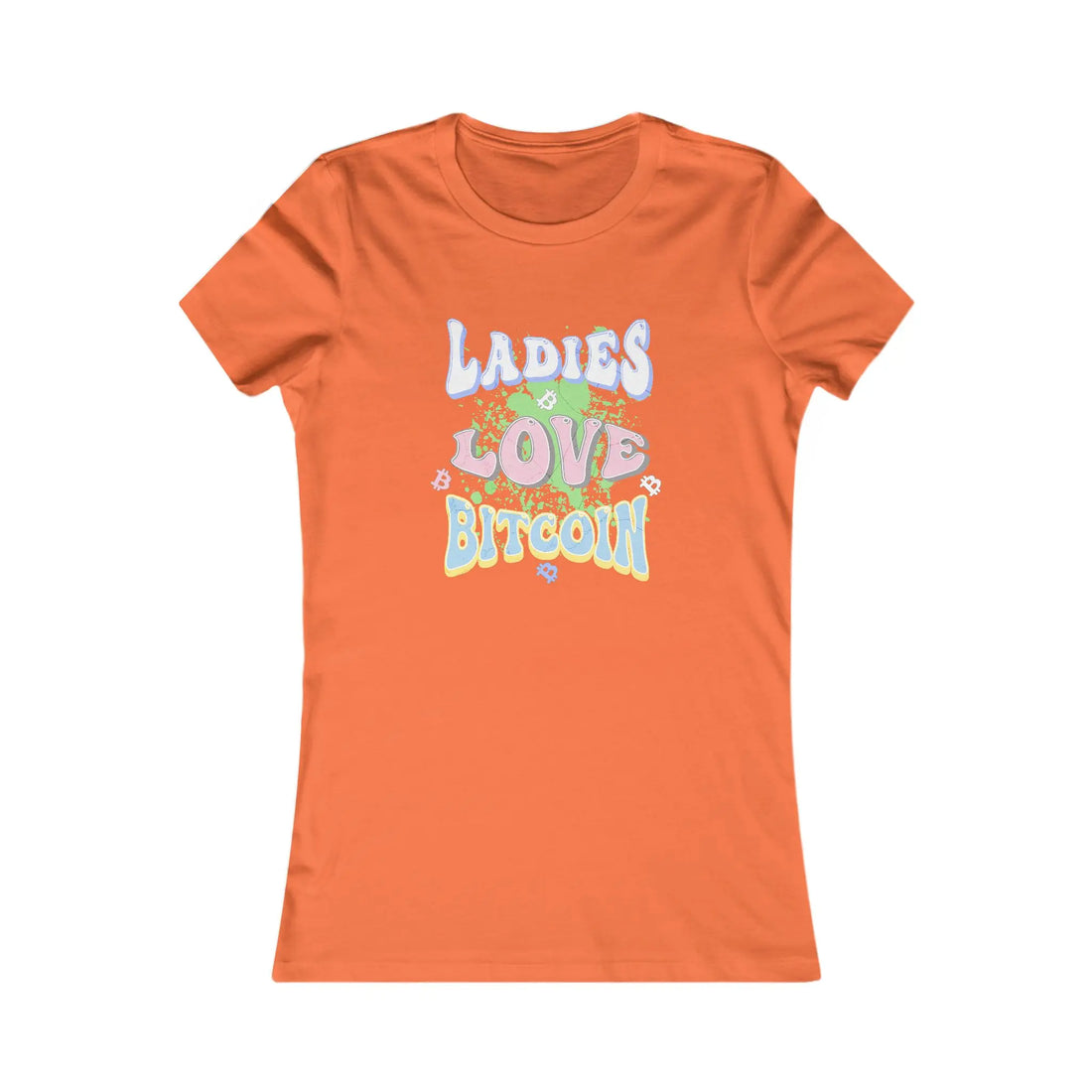 Ladies Love Bitcoin Womens Tee - Orange - Bella Canvas 6004 Slim Fit Flat Design View - Modern Bitcoin Wear