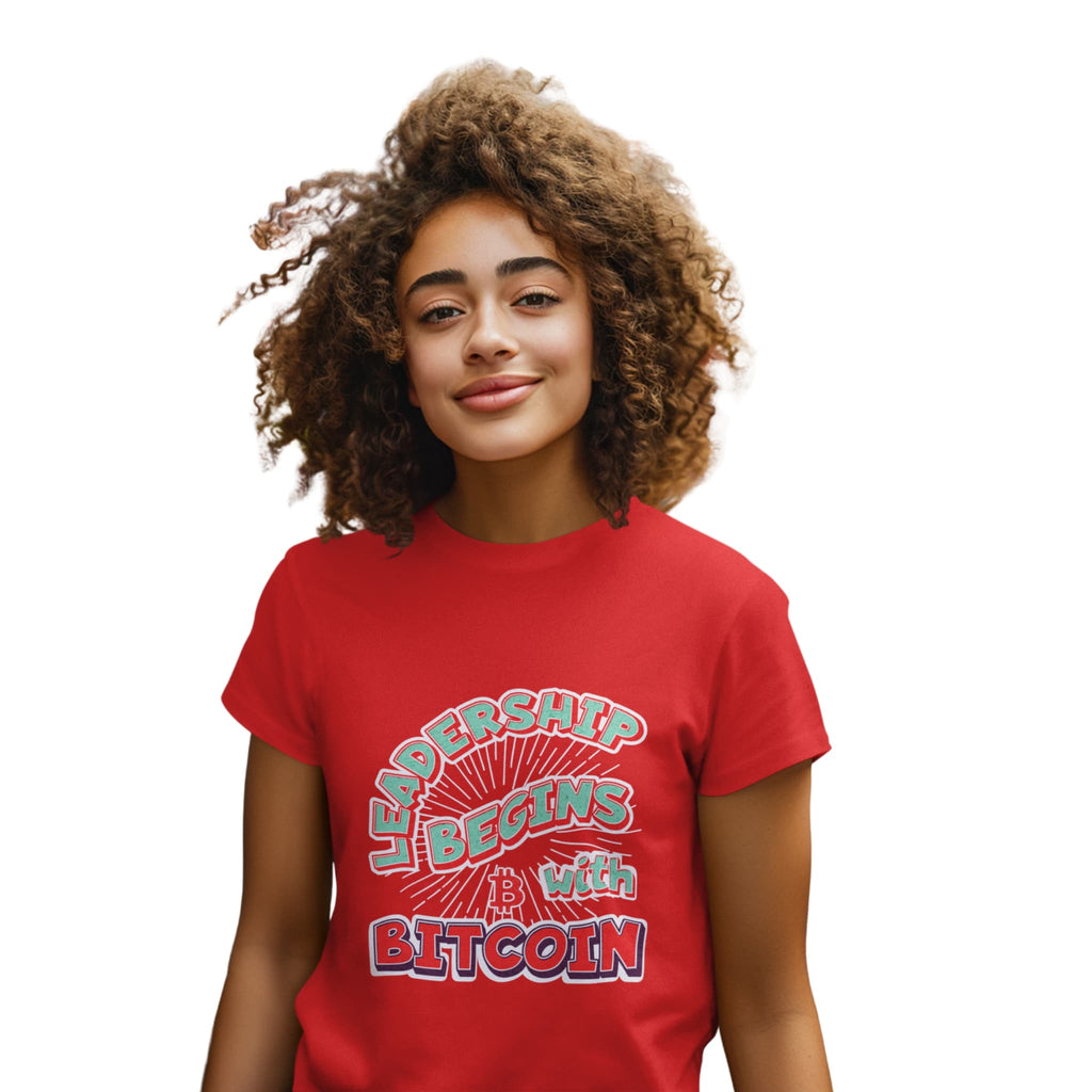Leadership Begins With Bitcoin | Youth T-Shirt {{variant1}} | Bitcoin Apparel