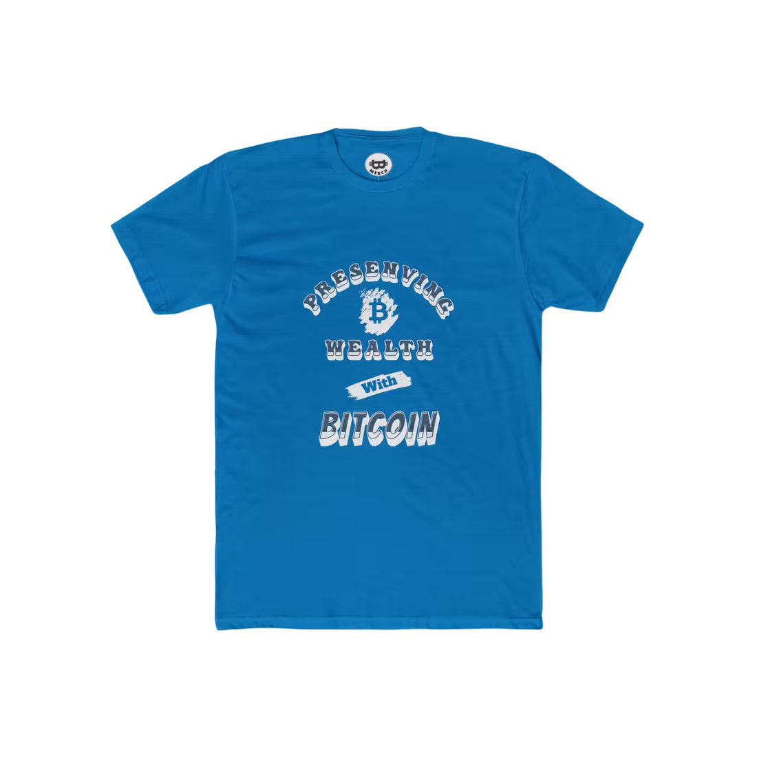 Flat lay view of the solid turquoise Preserving Wealth With Bitcoin t-shirt, highlighting the Next Level 3600 build.