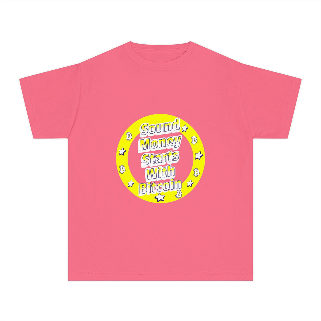 Sound Money Starts With Bitcoin Kids Tee - Crunchberry - Comfort Colors 9018 Flat Design - Bitcoin Merch