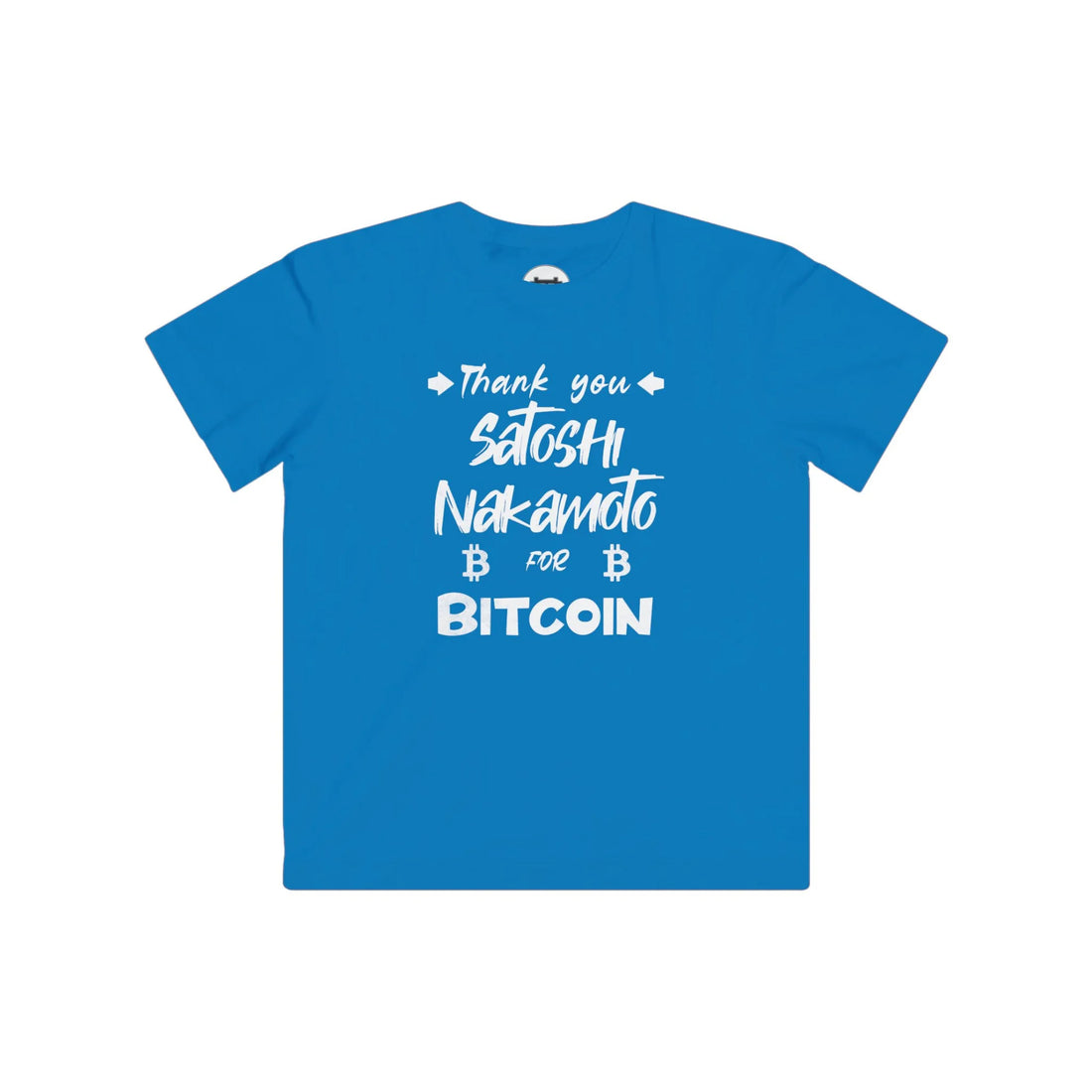 Thank You Satoshi Nakamoto For Bitcoin Kids T-Shirt - Cobalt - LAT 6101 Flat Design View - Bitcoin Gear
