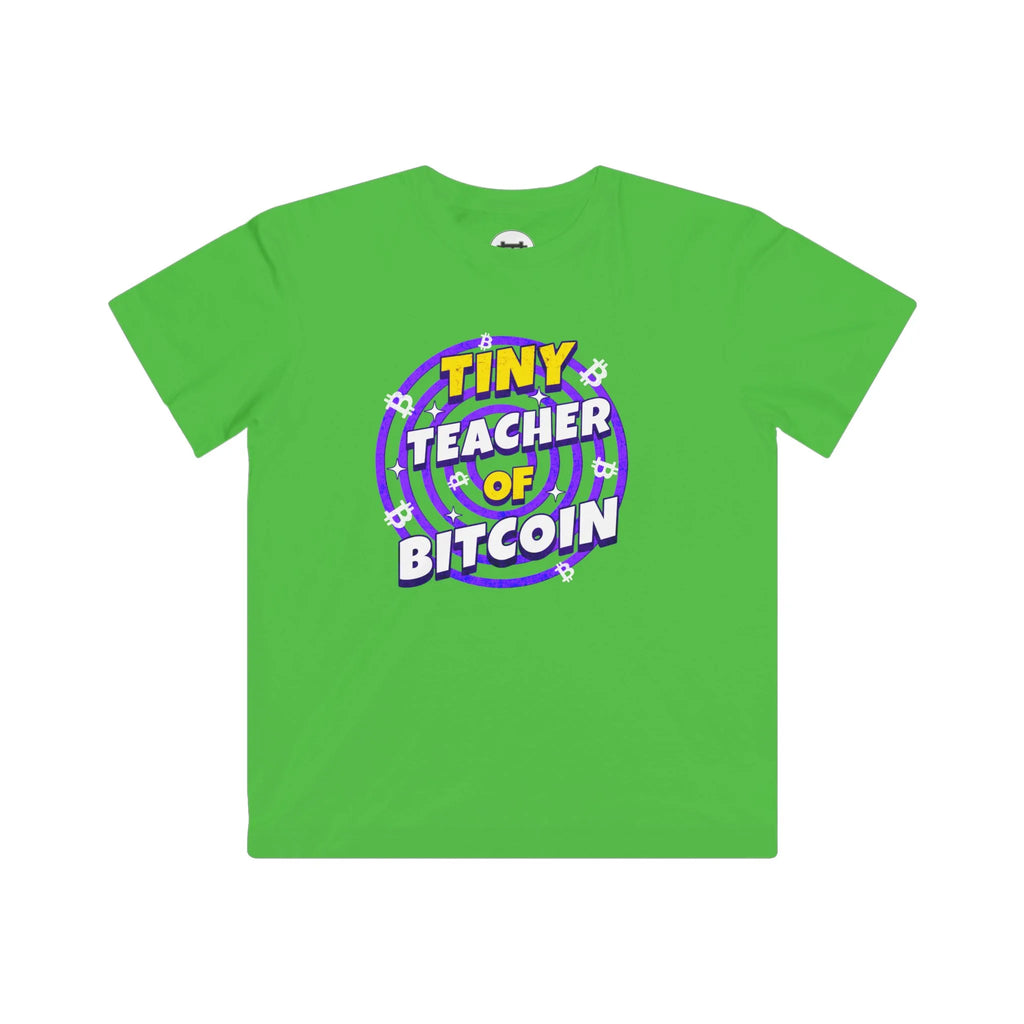 Tiny Teacher of Bitcoin Kids T-Shirt - Apple - LAT 6101 Flat Design View - Sovereign Bitcoin Apparel