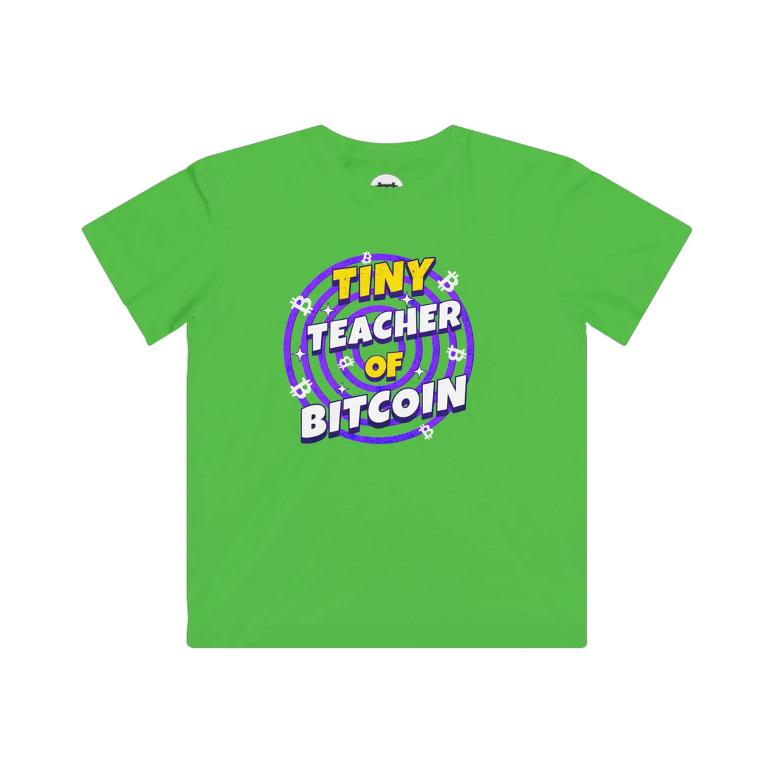 Tiny Teacher of Bitcoin Kids T-Shirt - Apple - LAT 6101 Flat Design View - Sovereign Bitcoin Apparel
