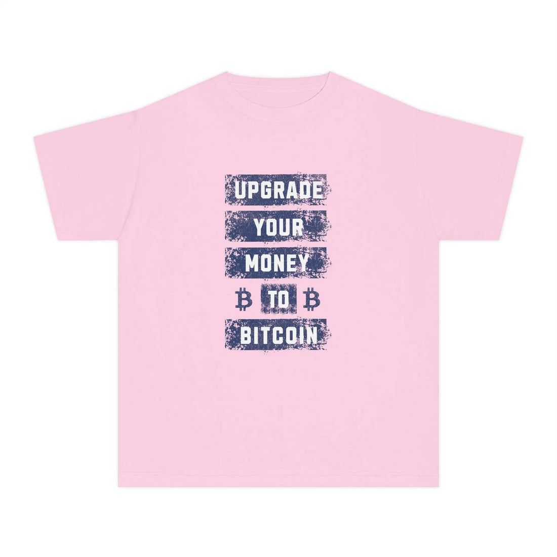 Upgrade Your Money to Bitcoin Kids T-Shirt - Blossom - Comfort Colors 9018 Flat Design View - Bitcoin Gear