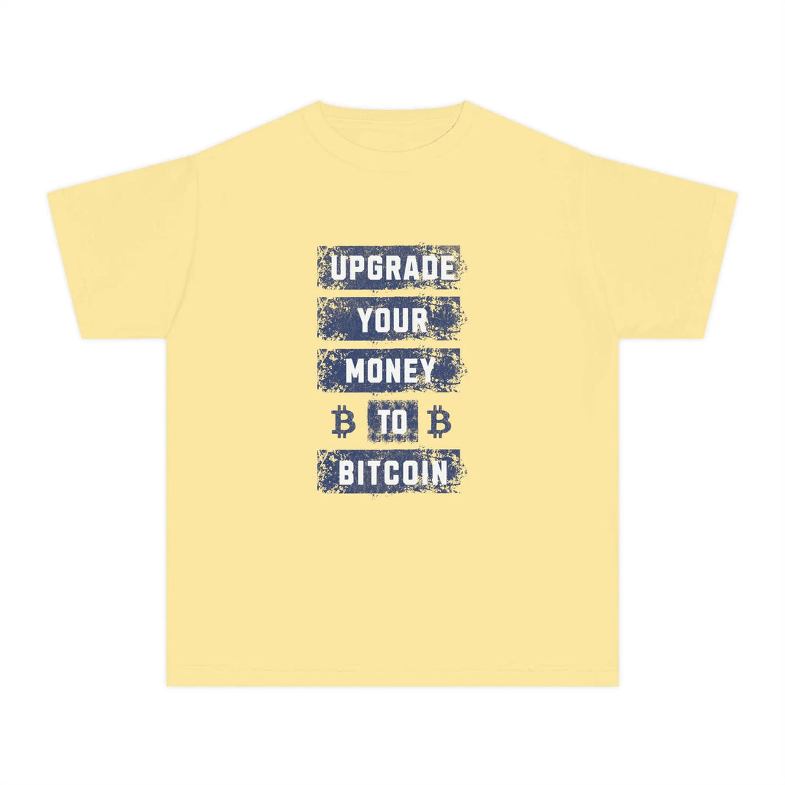 Upgrade Your Money to Bitcoin Kids T-Shirt - Butter - Comfort Colors 9018 Flat Design View - Bitcoin Gear